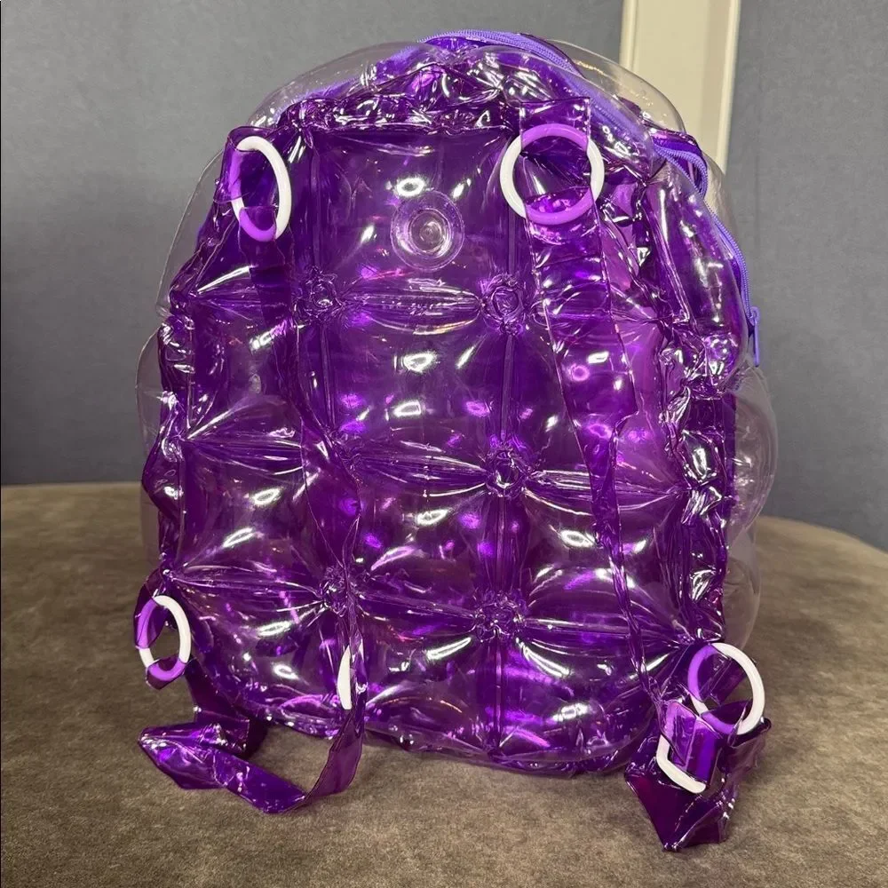 Purple Inflatable Bubble Backpack Zipper Closure One Size NEW